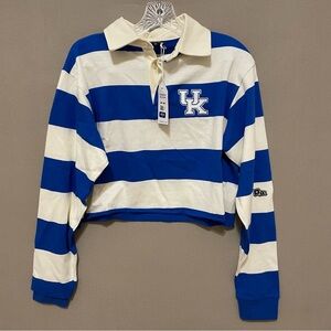 Hype & Vice NWT Women’s Rugby Kentucky Wildcats crop top size small blue white